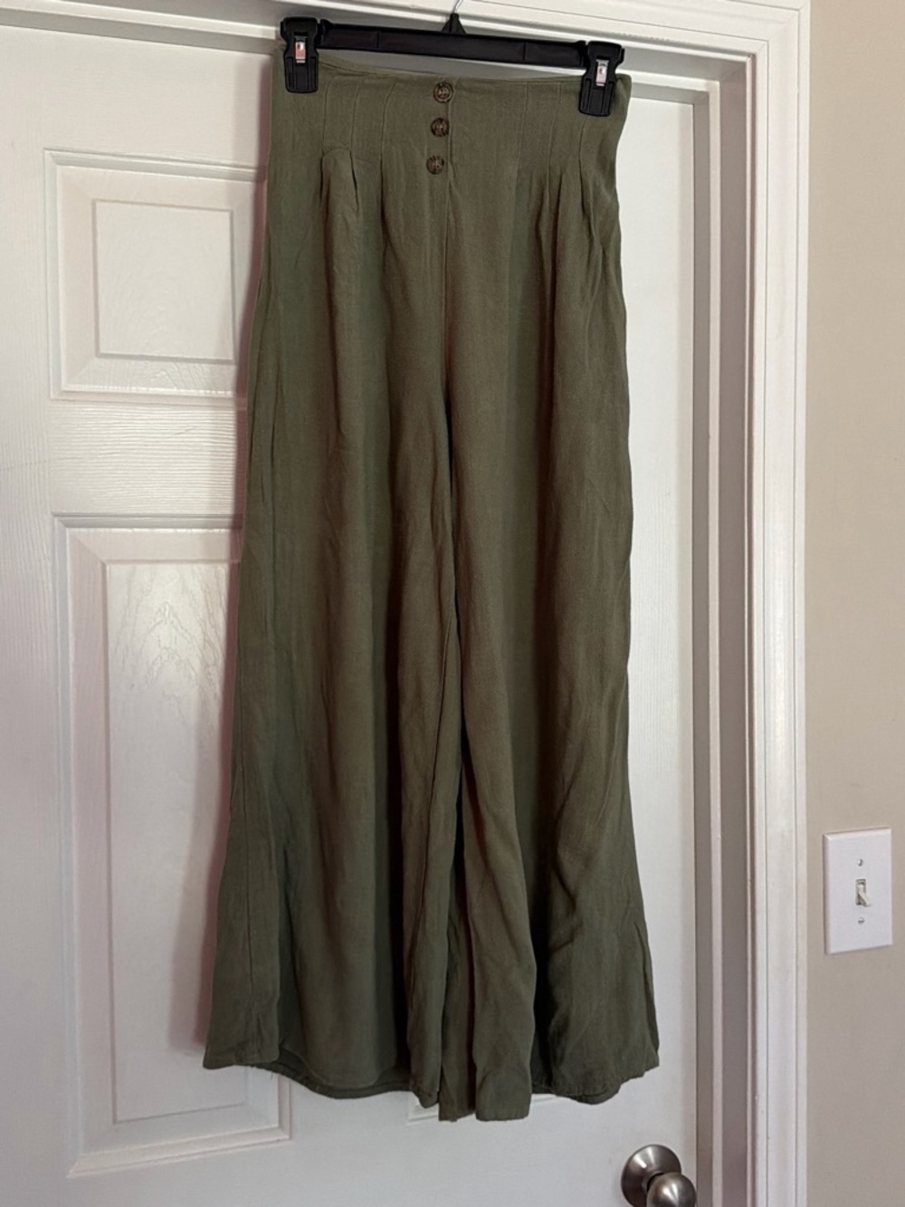 Olive High-Waist Wide Leg Pants